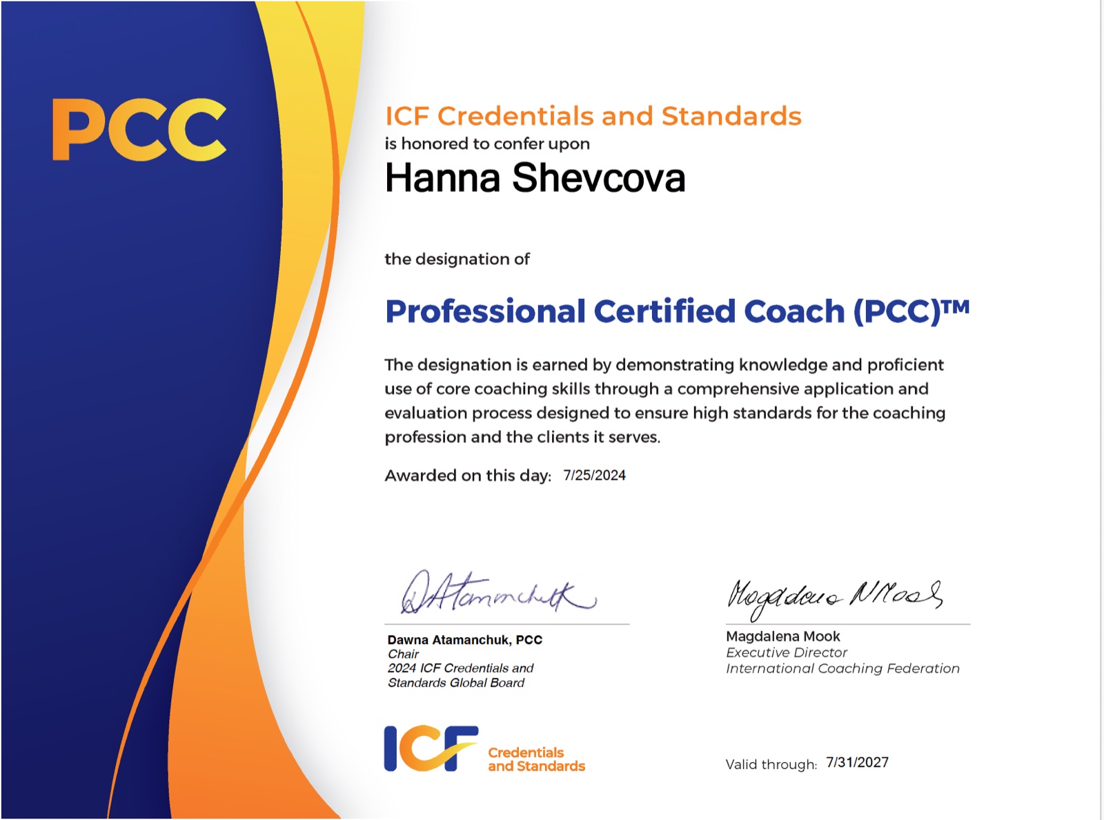 PCC certificate